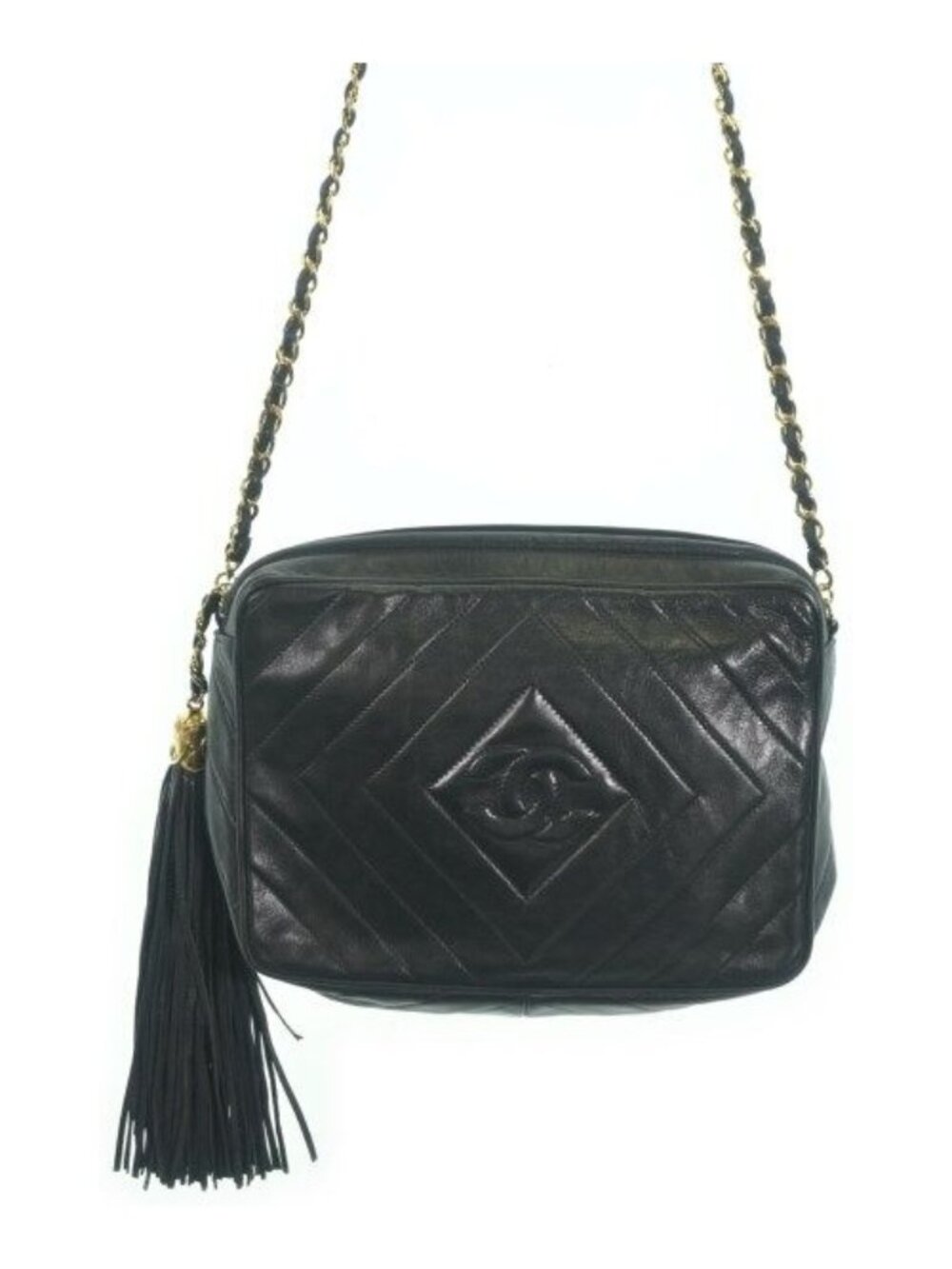 Chanel Diamond Stitch Fringe Shoulder Bag CC Logo Lambskin